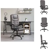 vidaXL Bürostuhl mit Massagefunktion Grau Kunstleder - Bürostühle