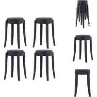 vidaXL Stapelbare Hocker 4 Stk. Schwarz Kunststoff - Barhocker