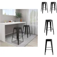 vidaXL Barhocker Stapelbar 2 Stk. Schwarz Metall - Barhocker
