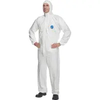 Dupont Tyvek 200 EasySafe Chemikalienschutzkleidung mit Kapuze, Kategorie III, Typ 5 und 6 Weiss Gröss
