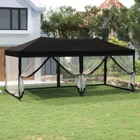 The Living Store Partyzelt Faltbar mit Seitenwänden Schwarz 3x6 m