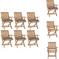 vidaXL Klappbare Gartenstühle mit Kissen 6 Stk. Massivholz Teak - Gartenstühle