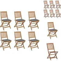 vidaXL Klappbare Gartenstühle 6 Stk. mit Kissen Massivholz Akazie - Gartenstühle