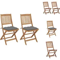 vidaXL Klappbare Gartenstühle 2 Stk. mit Kissen Massivholz Akazie - Gartenstühle