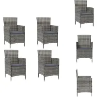 vidaXL Gartenstühle mit Kissen 4 Stk. Poly Rattan Grau - Gartenstühle