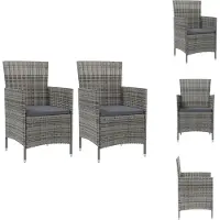 vidaXL Gartenstühle mit Kissen 2 Stk. Poly Rattan Grau - Gartenstühle