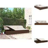 vidaXL Sonnenliege mit Auflagen Poly Rattan Braun - Gartenbetten