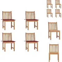 vidaXL Gartenstühle 4 Stk. mit Kissen Massivholz Teak - Gartenstühle