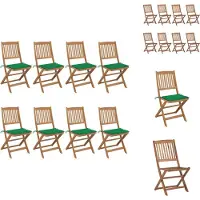 vidaXL Klappbare Gartenstühle 8 Stk. mit Kissen Massivholz Akazie - Gartenstühle