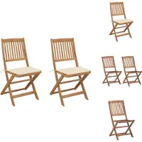 vidaXL Klappbare Gartenstühle 2 Stk. mit Kissen Massivholz Akazie - Gartenstühle