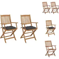 vidaXL Klappbare Gartenstühle 2 Stk. mit Kissen Massivholz Akazie - Gartenstühle