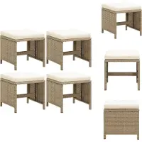 vidaXL Gartenhocker 4 Stk. mit Sitzkissen Poly Rattan Beige - Gartenstühle