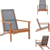 vidaXL Garten-Loungestuhl Grau Eukalyptus Massivholz und Textilene - Gartenstühle