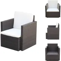 vidaXL Gartenstuhl mit Polstern und Kissen Poly Rattan Braun - Gartenstühle