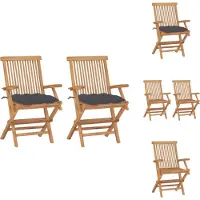 vidaXL Gartenstühle mit Anthrazit Kissen 2 Stk. Massivholz Teak - Gartenstühle