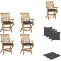 vidaXL Gartenstühle mit Anthrazit Kissen 4 Stk. Massivholz Teak - Gartenstühle