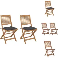 vidaXL Klappbare Gartenstühle 2 Stk. mit Kissen Massivholz Akazie - Gartenstühle
