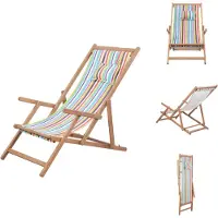 vidaXL Klappbarer Strandstuhl Stoff und Holzrahmen Mehrfarbig - Gartenstühle