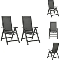 vidaXL Klappbare Gartenstühle 2 Stk. Textilene und Aluminium Schwarz - Gartenstühle