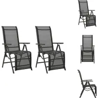vidaXL Garten-Liegestühle 2 Stk. Textilene und Aluminium Schwarz - Gartenstühle