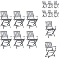 vidaXL Klappbare Gartenstühle 6 Stk. mit Sitzkissen Massivholz Akazie - Gartenstühle