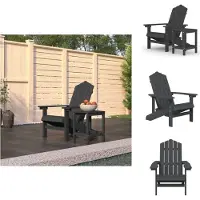 vidaXL Adirondack-Gartenstuhl mit Tisch HDPE Anthrazit - Gartenstühle