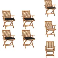 vidaXL Klappbare Gartenstühle mit Kissen 4 Stk. Massivholz Teak - Gartenstühle