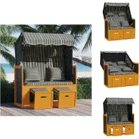vidaXL Strandkorb mit Kissen Poly Rattan & Massivholz Schwarz & Grau - Sonnenliegen