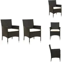 vidaXL Gartenstühle mit Kissen 2 Stk. Poly Rattan Schwarz - Gartenstühle
