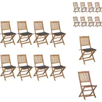 vidaXL Klappbare Gartenstühle 8 Stk. mit Kissen Massivholz Akazie - Gartenstühle