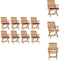 vidaXL Klappbare Gartenstühle mit Kissen 8 Stk. Massivholz Teak - Gartenstühle