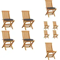 vidaXL Gartenstühle mit Anthrazit Kissen 4 Stk. Massivholz Teak - Gartenstühle