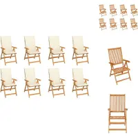 vidaXL Garten-Liegestühle mit Kissen 8 Stk. Massivholz Teak - Gartenstühle