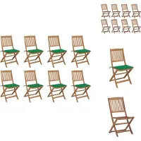 vidaXL Klappbare Gartenstühle mit Kissen 8 Stk. Massivholz Akazie - Gartenstühle