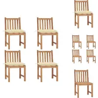 vidaXL Gartenstühle 4 Stk. mit Kissen Massivholz Teak - Gartenstühle