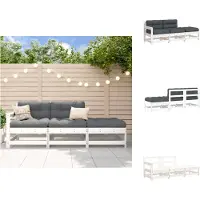vidaXL 3-tlg. Garten-Lounge-Set mit Kissen Weiß Massivholz