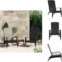 vidaXL Adirondack-Gartenstuhl Schwarz Poly Rattan - Gartenstühle