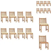 vidaXL Gartenstühle 8 Stk. mit Kissen Massivholz Teak - Gartenstühle