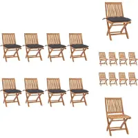 vidaXL Klappbare Gartenstühle mit Kissen 8 Stk. Massivholz Teak - Gartenstühle
