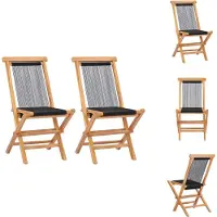 vidaXL Klappbare Gartenstühle 2 Stk. Massivholz Teak und Seil - Gartenstühle