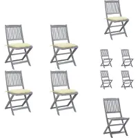vidaXL Klappbare Gartenstühle 4 Stk. mit Kissen Massivholz Akazie - Gartenstühle