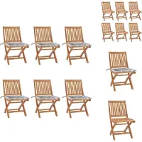 vidaXL Klappbare Gartenstühle mit Kissen 6 Stk. Massivholz Teak - Gartenstühle