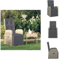vidaXL Gartensessel Verstellbar mit Kissen Grau Poly Rattan