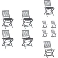 vidaXL Klappbare Gartenstühle 4 Stk. mit Kissen Massivholz Akazie - Gartenstühle