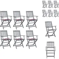 vidaXL Klappbare Gartenstühle 6 Stk. mit Kissen Massivholz Akazie - Gartenstühle