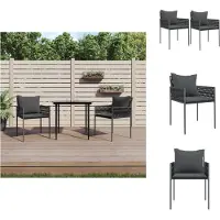 vidaXL Gartenstühle mit Kissen 2 Stk. Schwarz 54x61x83 cm Poly Rattan - Gartenstühle