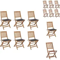 vidaXL Klappbare Gartenstühle 6 Stk. mit Kissen Massivholz Akazie - Gartenstühle