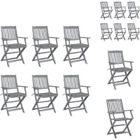 vidaXL Klappbare Gartenstühle 6 Stk. mit Sitzkissen Massivholz Akazie - Gartenstühle