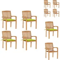vidaXL Stapelbare Gartenstühle mit Kissen 4 Stk. Massivholz Teak - Gartenstühle
