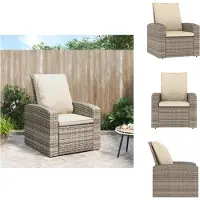 vidaXL Gartensessel Verstellbar mit Kissen Hellbraun Poly Rattan - Gartenstühle